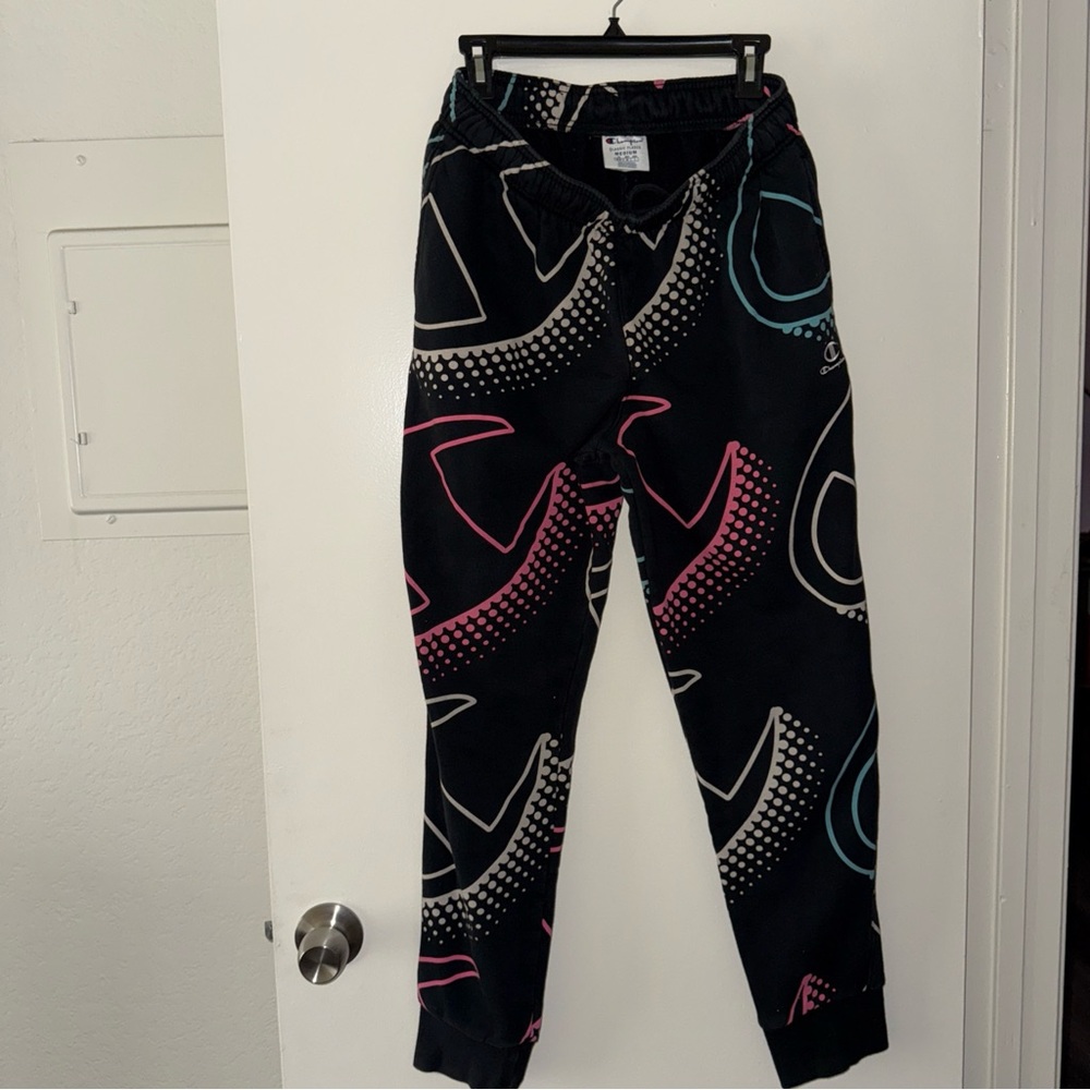 Champion Classic Logo Fleece Jogger Men Size Medium Black